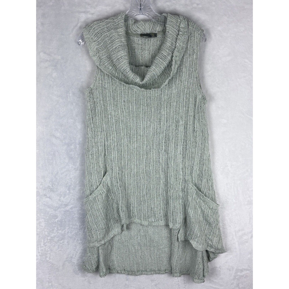 Chalet et Ceci Crochet Long Sleeve Tunic Top Blouse Mint Green Size XS